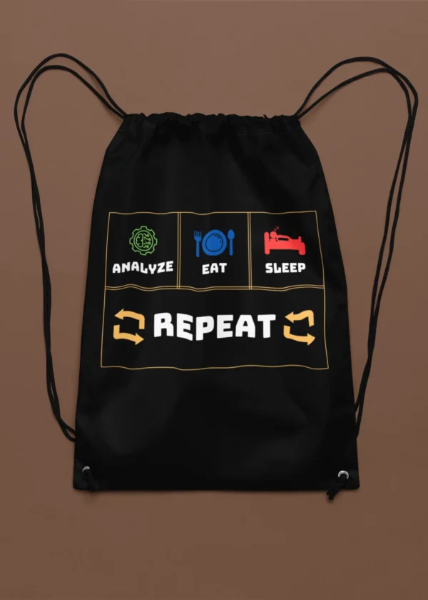 Analyze Eat Sleep Repeat Drawstring Bag