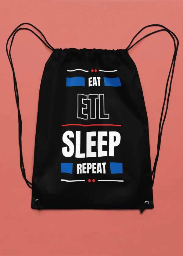 Eat ETL Sleep Repeat Drawstring Bag