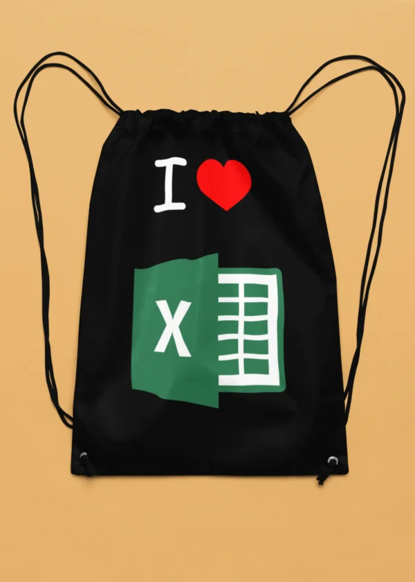 I Love Excel Drawstring Bag