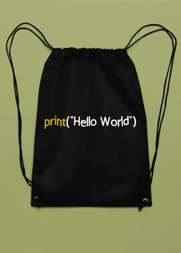 Print(Hello World) Drawstring Bag