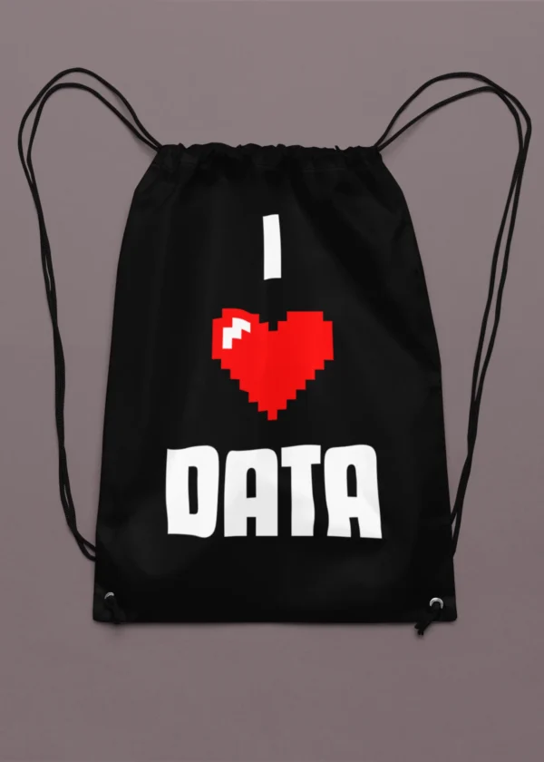 I Love Data Drawstring Bag