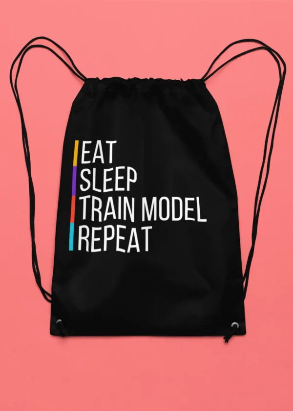 Eat Sleep Train Model Repeat Drawstring Bag